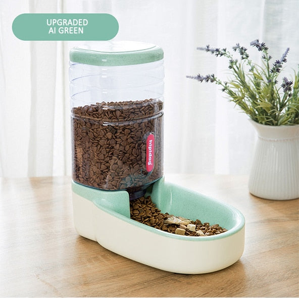 Automatic Dog Feeder Waterer Gravity Pet Food Dispensers Cat Water Dispenser Large Capacity Storage Container Food Water Bowl GREEN Feeder