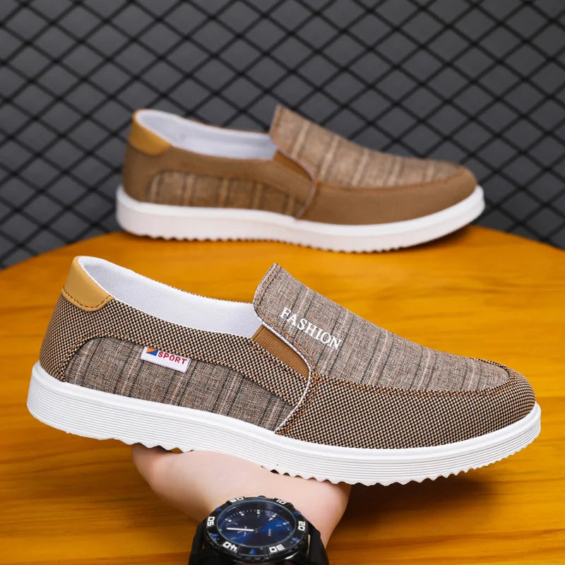 Men Canvas Shoes Slip on Casual Loafers Breathable Summer Fashion Sneakers Youth Comfortable Skate Shoes Office Work Shoes