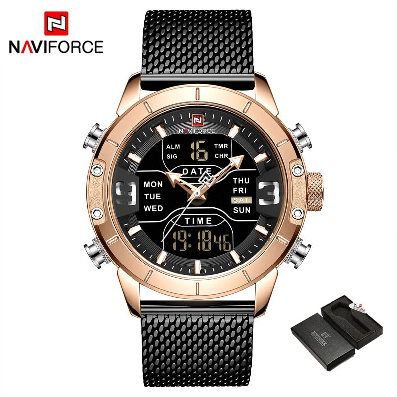 Men Watch Top Luxury Brand Men Military Sport Quartz Wrist Watches Stainless Steel LED Digital Clock Relogio Masculino