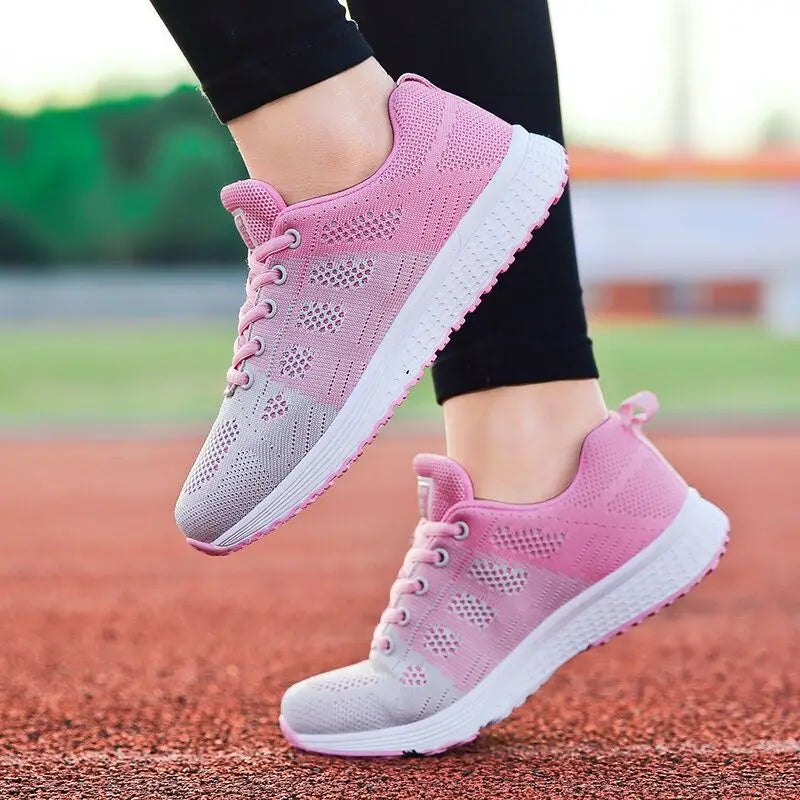 Women Casual Shoes Fashion Walking Mesh Flat Shoes For Women Sneakers Gym Women Vulcanized Shoes White Black Tennis Female