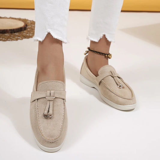 New Women Loafers Slip on Ladies Flats Brand Spring Autumn Casual Flat Shoes Leather Cashmere Single Shoes plus size