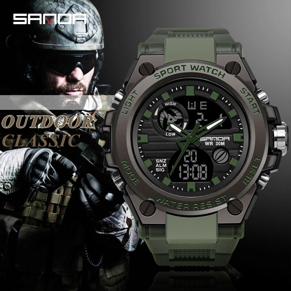 SANDA 739 Sports Men's Watches Top Brand Luxury Military Quartz Watch Men Waterproof S Shock Male Clock relogio masculino 2022