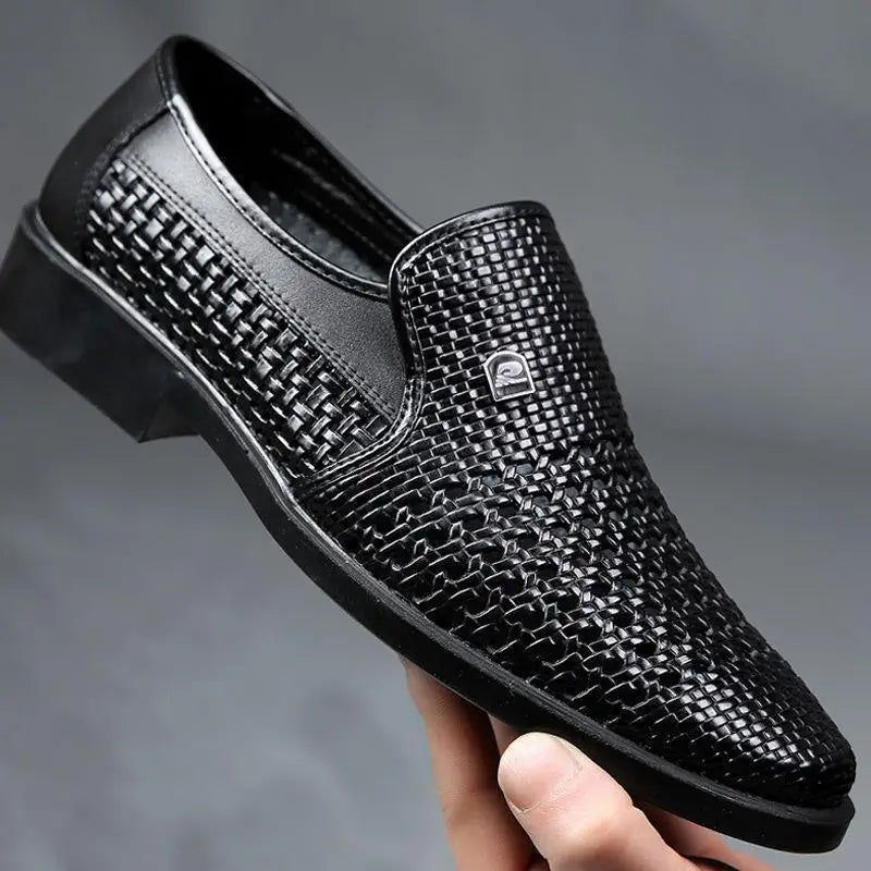 Spring New Soft-Soled Men's Sandals Leather Shoes Men's Business Hollowed-Out Dress Middle-Aged And Elderly Dad Shoes Men