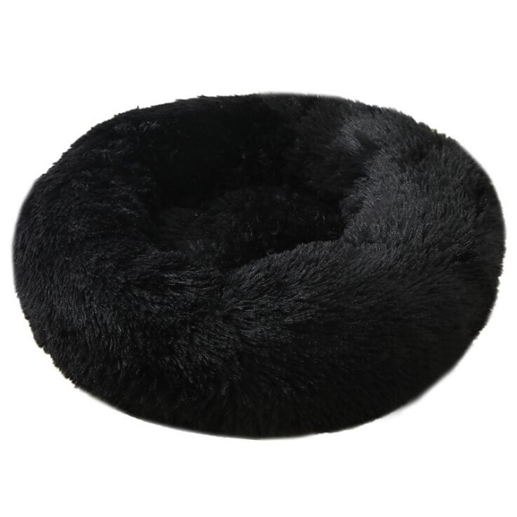 Lit rond en peluche doux pour animal de compagnie chat et chien, panier en fourrure, pour la maison, couchage douceur des animaux, pour petits chiots et chatons, parfait en hiver Black, 30CM