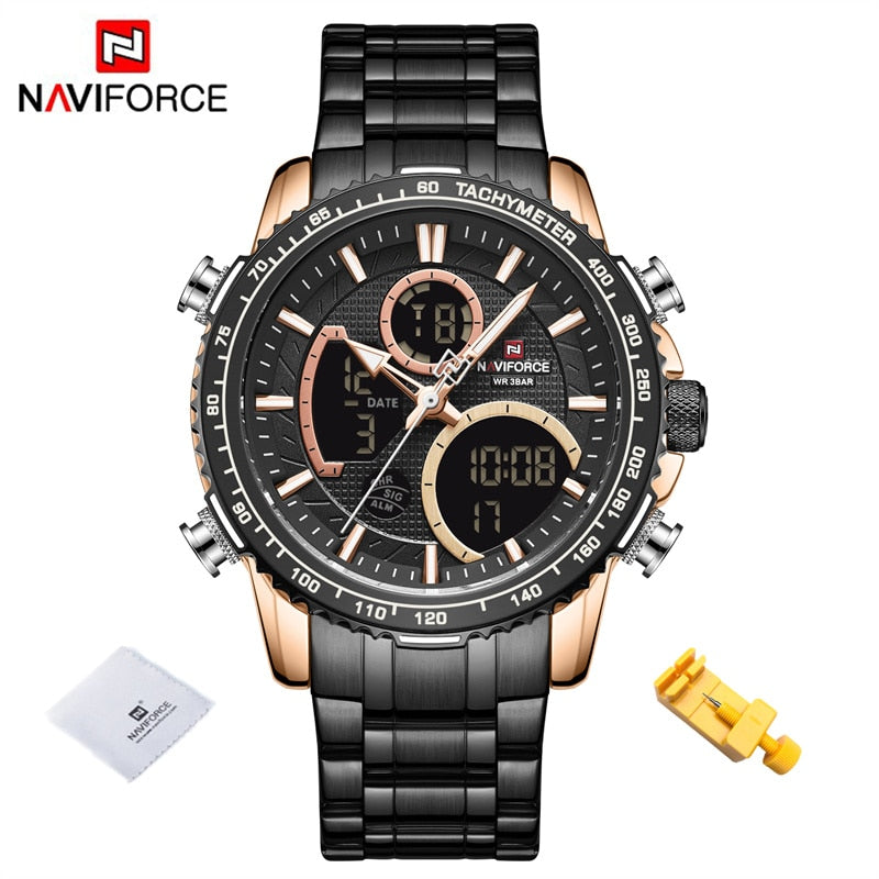 Men Watch Luxury Brand Sport Watch For Men Chronograph Quartz Wristwatch Military Waterproof Steel Band Clock