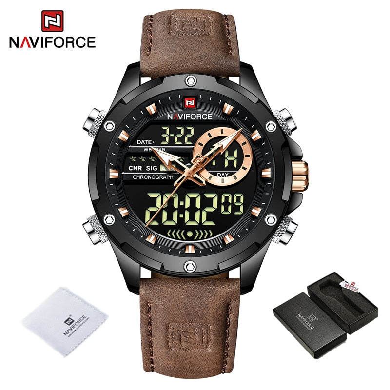 Luxury Brand Original Watches For Men Casual Sports Chronograph Alarm Quartz Wrist Watch Leather Waterproof Clock 9163