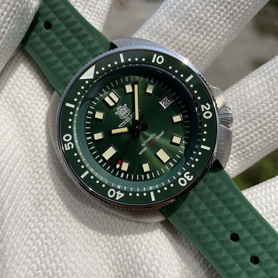 New Men SD1970 SteelDive Mechanical Watch Brand 44MM Men NH35 Dive Watch with Ceramic Bezel Watch 70GR-SWF Green-logo, China, NH35 Movt