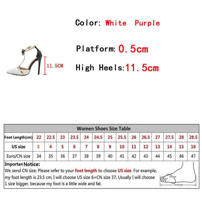 Bowknot Ankle Strap Women Pumps Sexy Pointed Toe Stripper High Heels Wedding Banquet Shoes Sandals Female