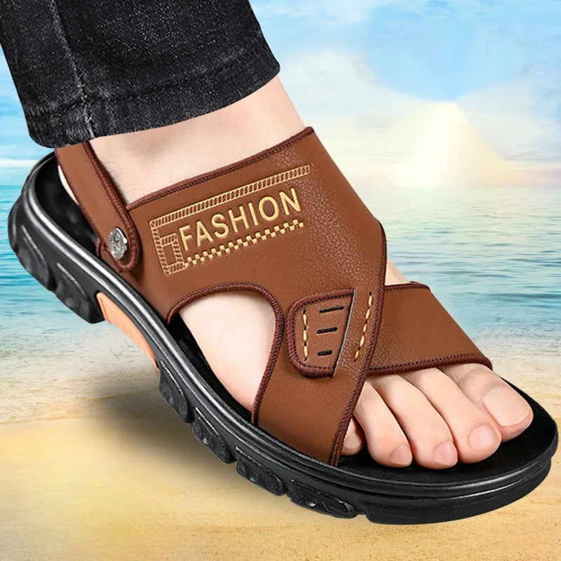 Sandals for Men Summer New Open Toe Youth Beach Shoes Classic Slippers Non-Slip Men's Comfortable Soft Bottom Flat Sandals