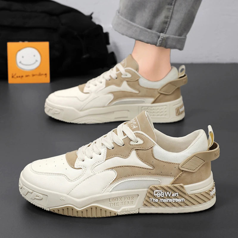 New Men's Sports Men's Comfortable Platform Shoes 2024 Fashion Lace Up Vulcanized Shoes White Casual Sneakers Zapatillas