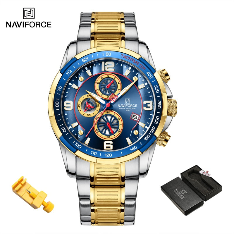 Men Luxury Fashion Design Gold Men Watches Multifunction Luminous Quartz Male Wrist Watch