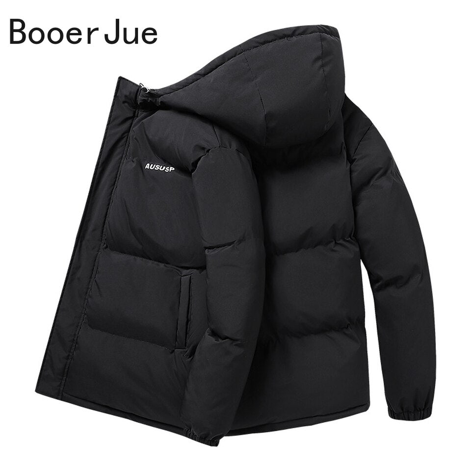 New Men White Duck Down Jacket Warm Hooded Thick Puffer Jacket Coat Male Casual High Quality Overcoat Thermal Winter Parka Men 5XL Black, M