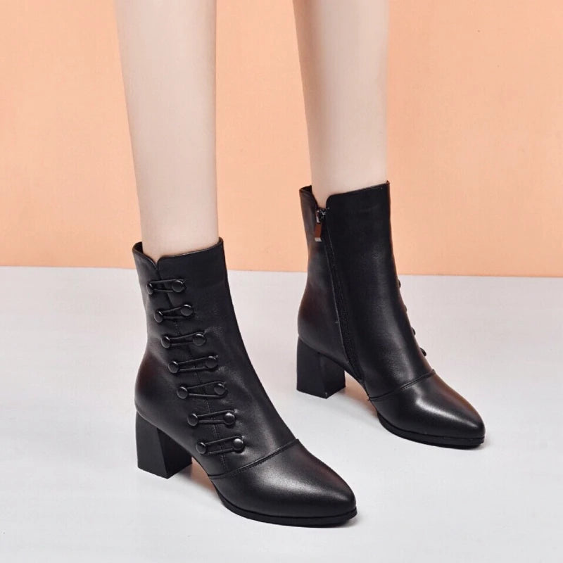 Brand Women Boots Chunky Chelsea High Boots Women New High Heels Shoes designer Sexy Women Ankle Boots Big Size botas