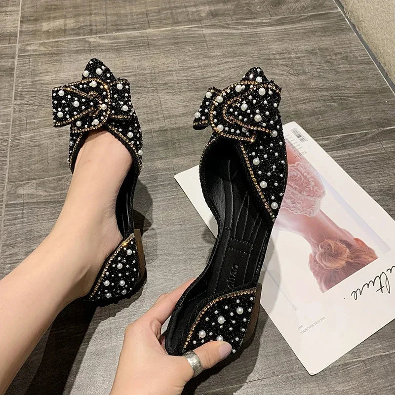 Women Fashion Flat Single Shoes Female Autumn Pointed Toe Shoes Flat Loafers Soft Sole Ladies Plus Size