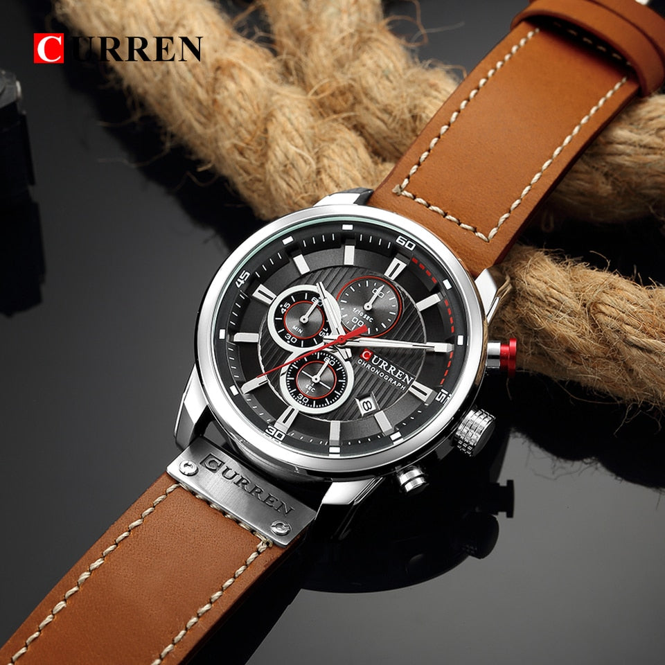 New Date Quartz Men Watches Top Brand Luxury Male Clock Chronograph Sport Mens Wrist Watch