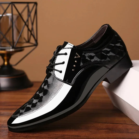 Oxfords Leather Men's Shoes Casual Dress Men Lace Up Breathable Formal Office for Man Big Size 38-48 Flats