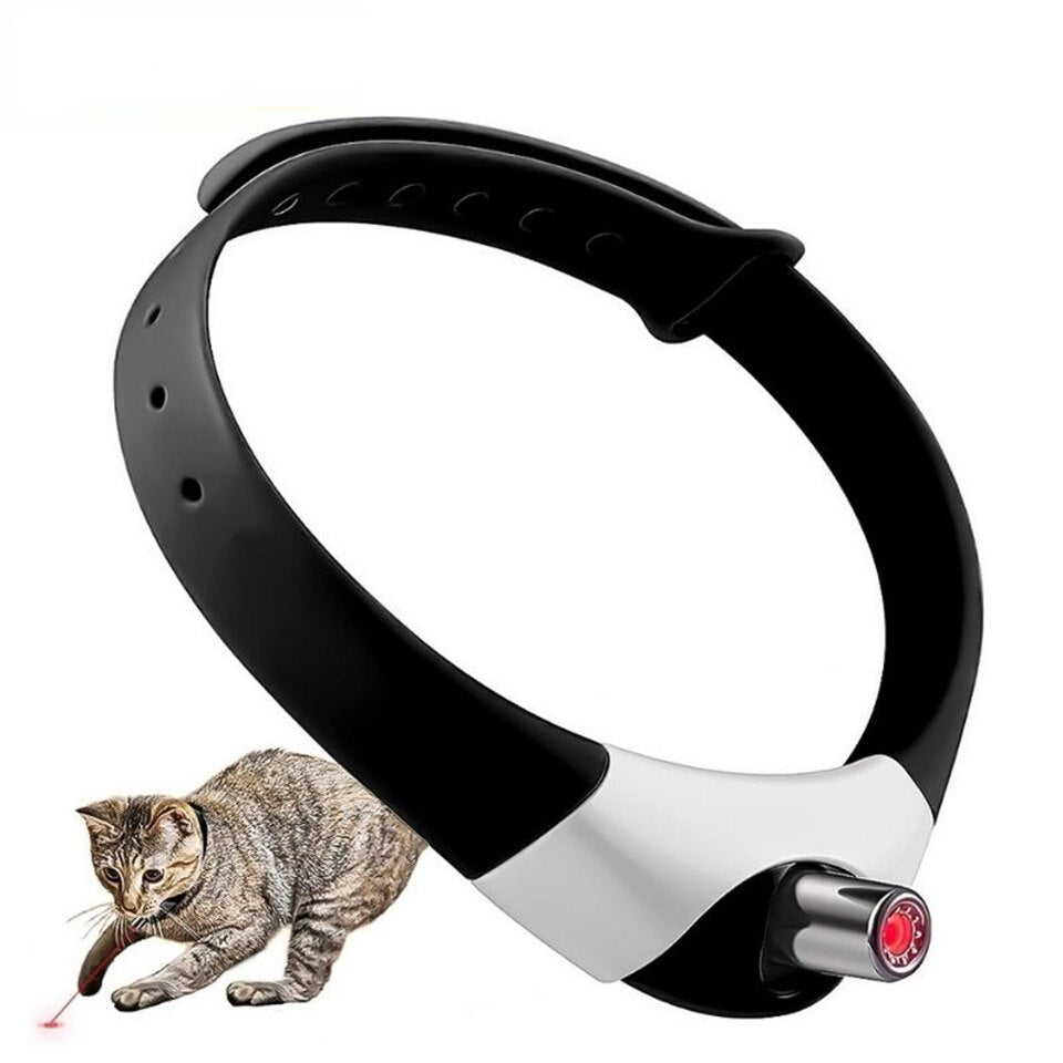 Pet Smart Cat Laser Collar Cat Toys, Electric Smart Amusing Collar for Kitten, Interactive Cat Toys, Pet Exercise Toys Black