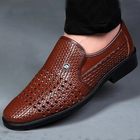 Spring New Soft-Soled Men's Sandals Leather Shoes Men's Business Hollowed-Out Dress Middle-Aged And Elderly Dad Shoes Men