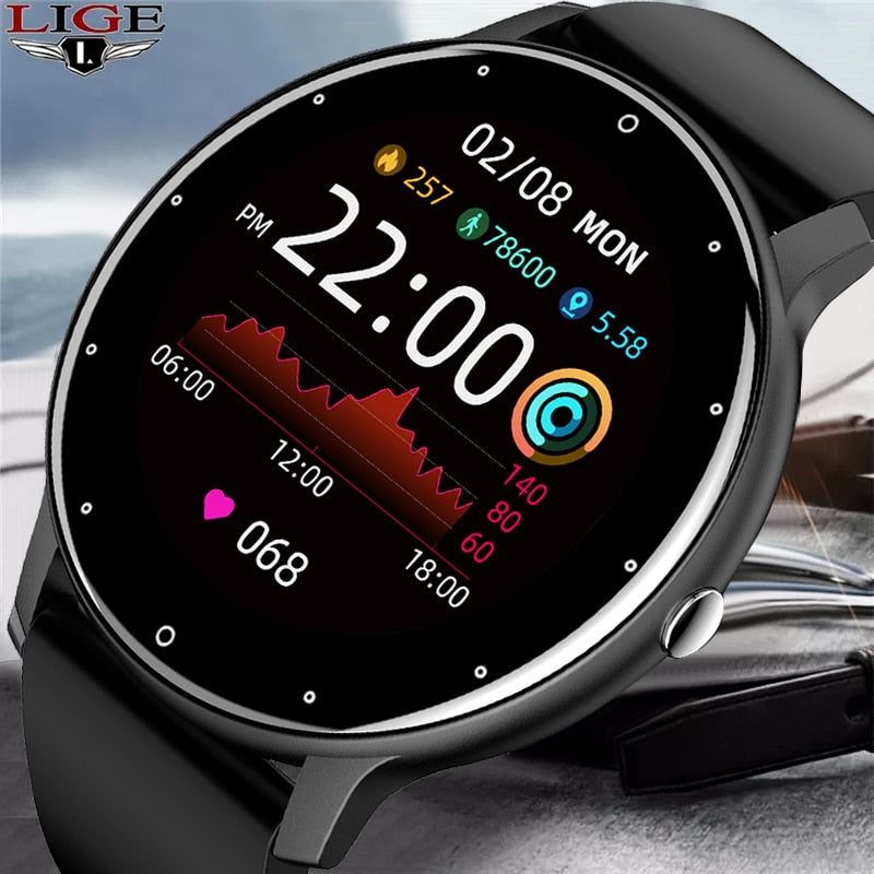 New Smart Watch Men Full Touch Screen Sport Fitness Watch IP67 Waterproof Bluetooth For Android ios smartwatch Men+box