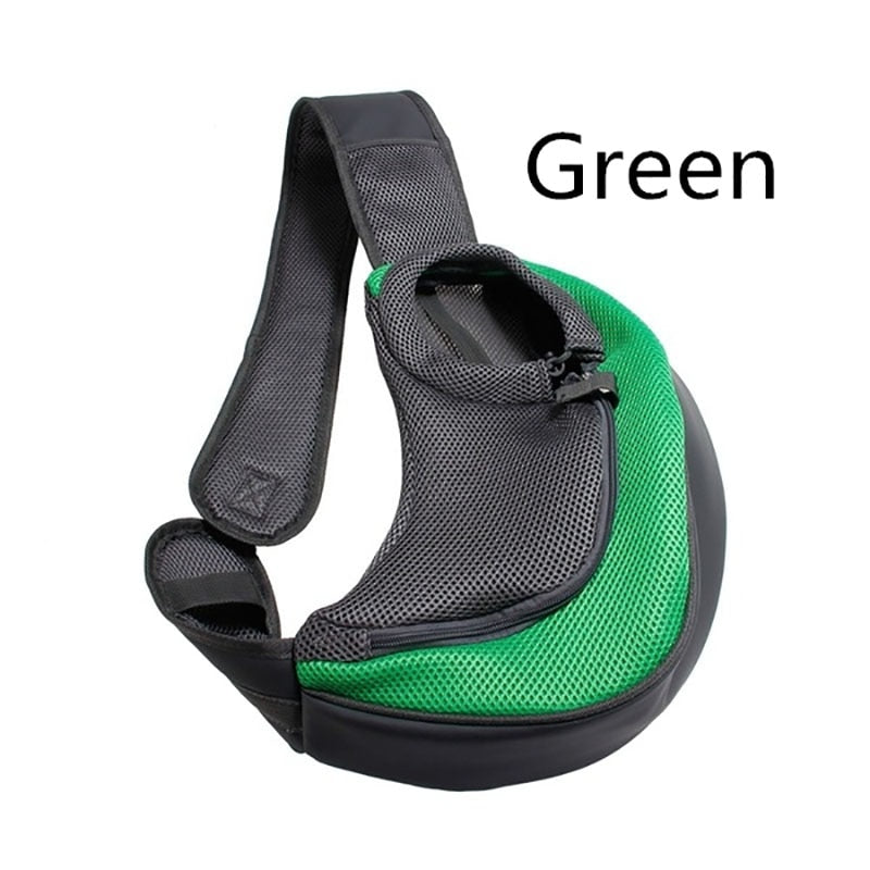 Pet Puppy Carrier S/L Outdoor Travel Dog Shoulder Bag Mesh Oxford Single Comfort Sling Handbag Tote Pouch Green, S