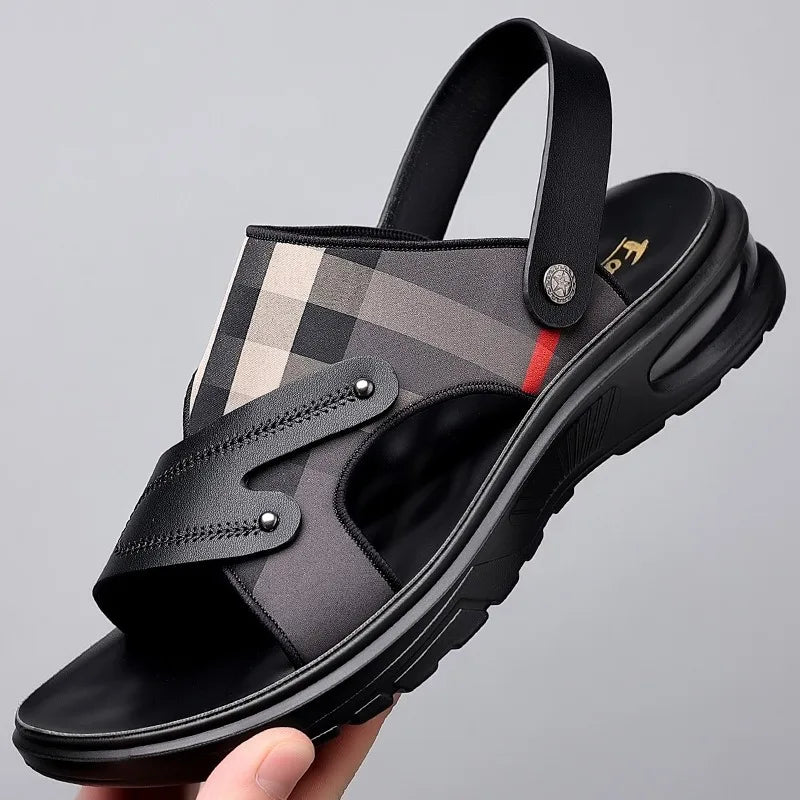 Men Sandals Leather Casual Sandals Summer Beach Sandals for Men Outdoor Non-Slip Platform Slippers Big Sandalias Hombre