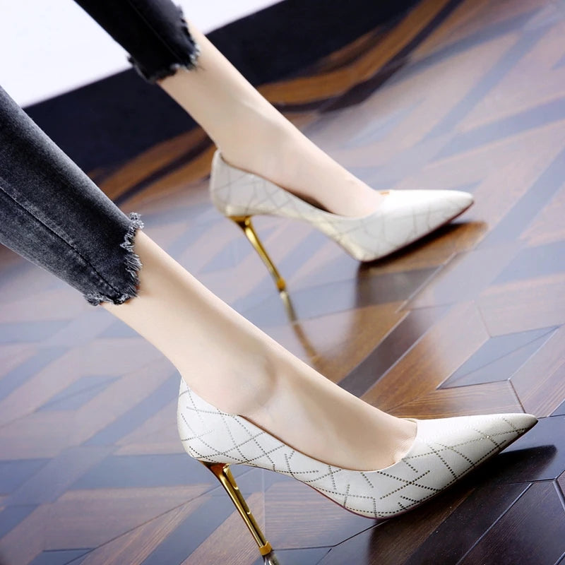 High Heels Female Fine With New Champagne Color Banquet Pointed Shallow Mouth Single Shoes Female