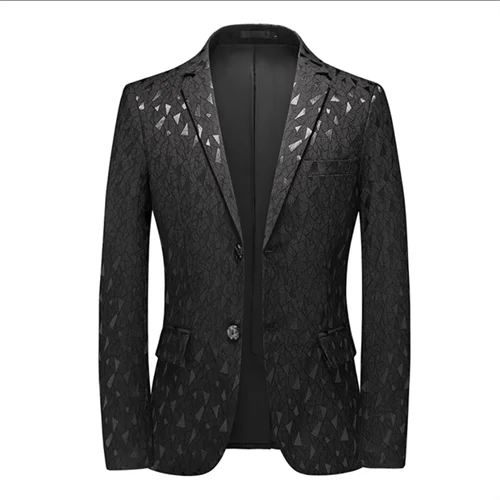 New Men Business Social Summer Single breasted Thin Dress Jacquard Blazers Black A, Asian 4XL (Eur XL), CHINA