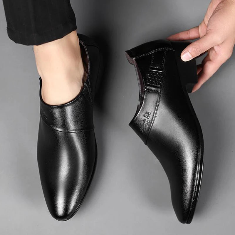 Men Leather Shoes Formal Dress Shoes for Male Plus Size Party Wedding Office Work Shoes Slip on Business Casual