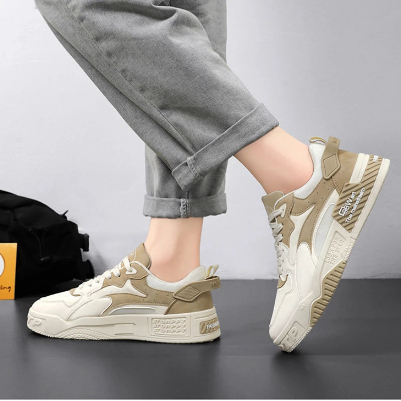 New Men's Sports Men's Comfortable Platform Shoes 2024 Fashion Lace Up Vulcanized Shoes White Casual Sneakers Zapatillas