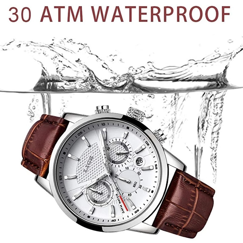 Watches Men Top Brand Luxury Casual Leather Quartz Men Watch Business Clock Male Sport Waterproof Date Chronograph