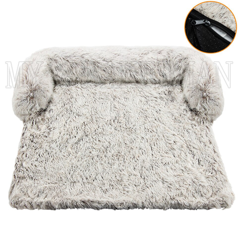 S-XXL  Pet Dog Bed Sofa For Dog Pet Calming Bed Warm Nest Washable Soft Furniture Protector Mat Cat Blanket Large Dogs Sofa Bed s-Coffee-zip, S for 11IBS