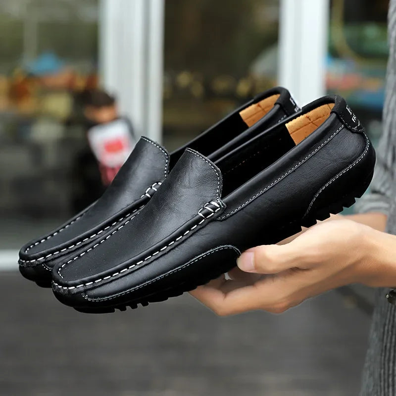 Men Luxury Trendy Casual Slip on Formal Loafers Men Moccasins Italian Black Male Driving Shoes Sneakers Plus Size Shoes Leather