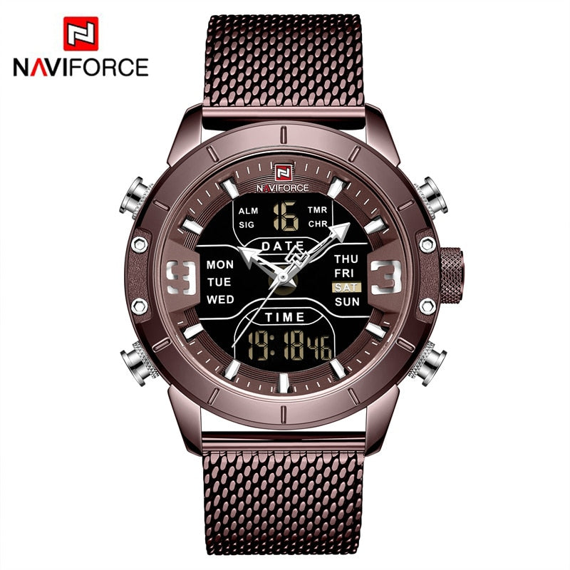 Men Watch Top Luxury Brand Men Military Sport Quartz Wrist Watches Stainless Steel LED Digital Clock Relogio Masculino CECE, China