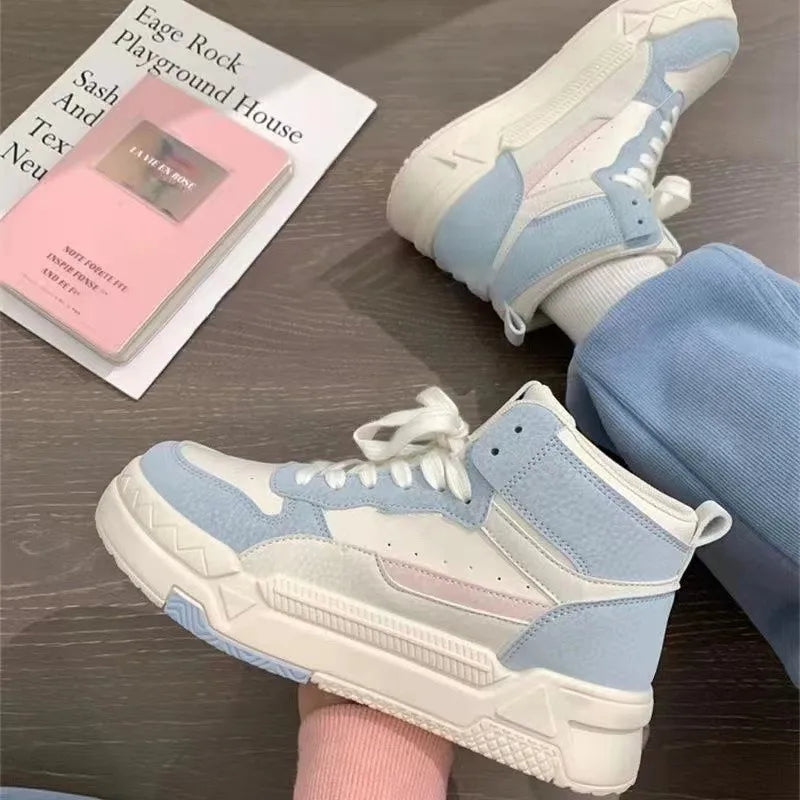 White Platform Sneakers Women's Sports Shoes Vintage Casual Vulcanize Kawaii Lolita Harajuku School Boot Female Flats New Trend