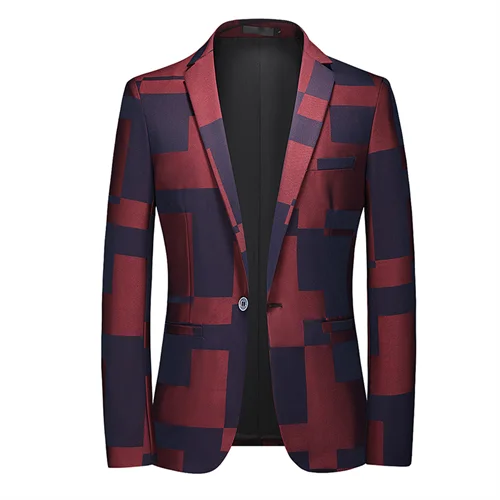 New Men Business Social Summer Single breasted Thin Dress Jacquard Blazers wine red, Asian L (Eur XS), CHINA