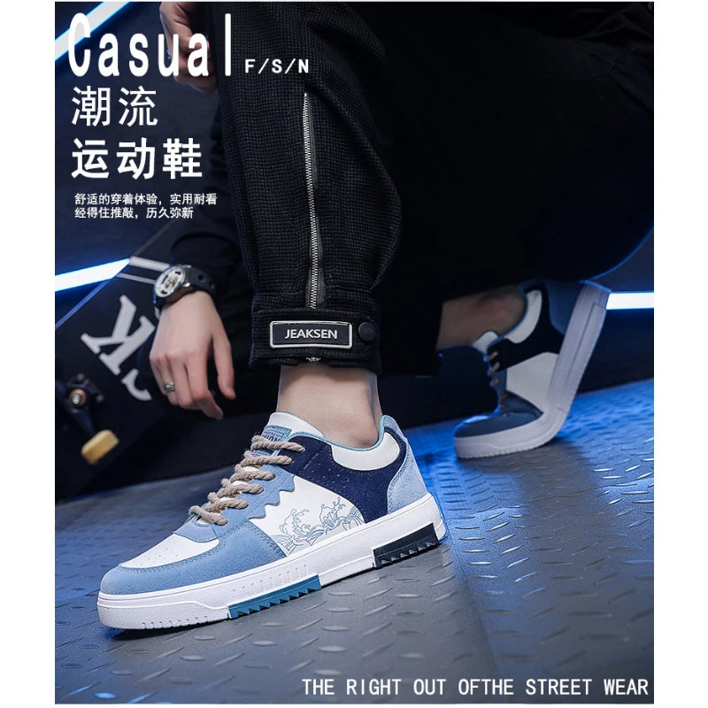 Men Sneakers Flat Student Shoes Breathable Fashion Lace-Up Sneakers Men's Comfort Sports Jogging Shoes Zapatillas Hombre