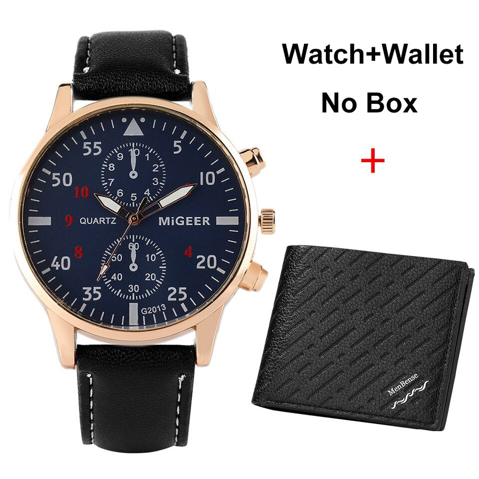 Watch and Wallet Gift Set for Men Top Brand Luxury Business Quartz Wristwatch Men Original Gifts Regalos Para Hombre Watch-Wallet 06