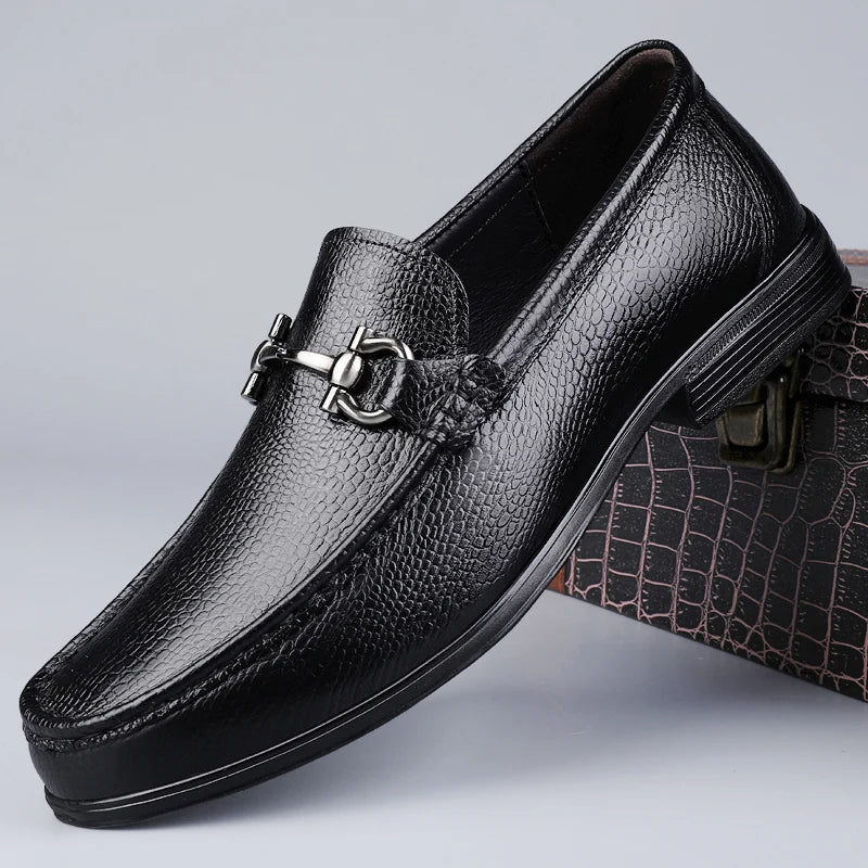 Luxury Brand Men Casual Shoes Genuine Leather  Slip on Formal Loafers Handmade Man Moccasins Italian Black Male Driving Shoes