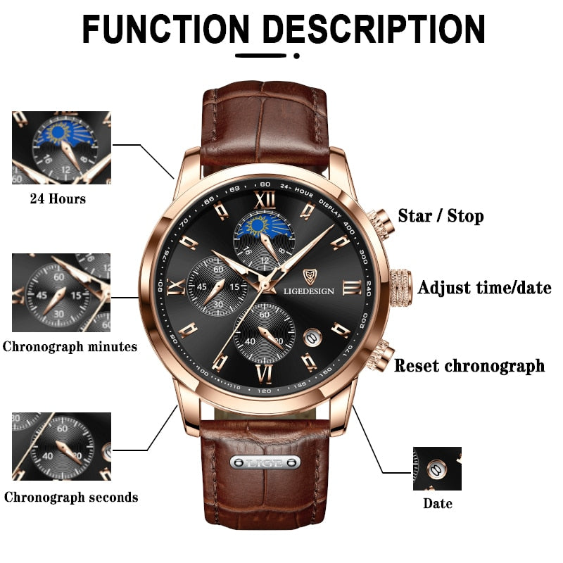 Men Watches Waterproof Luminous Top Brand Luxury Leather Casual Sports Quartz Wristwatch Military Man Watch For Men relogio