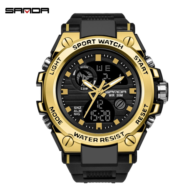 G Style Men Digital Watch Shock Military Sports Watches Fashion Waterproof Electronic Wristwatch Mens Relogios Gold Black