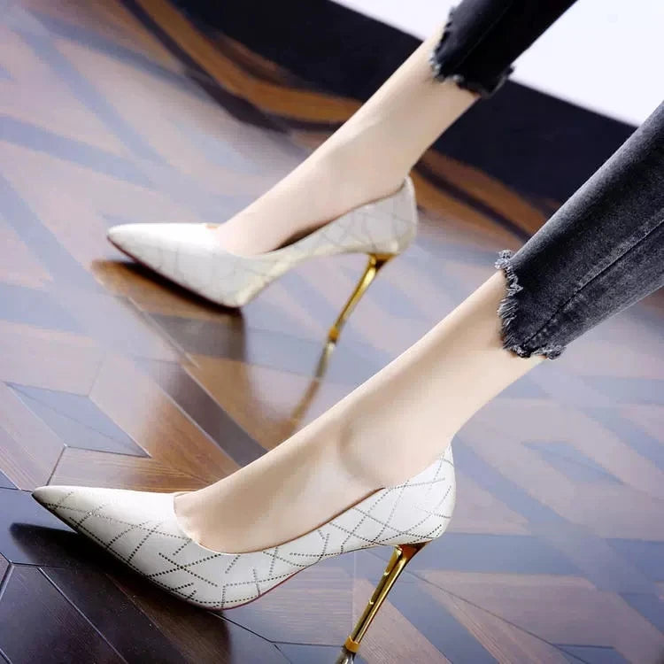 High Heels Female Fine With New Champagne Color Banquet Pointed Shallow Mouth Single Shoes Female