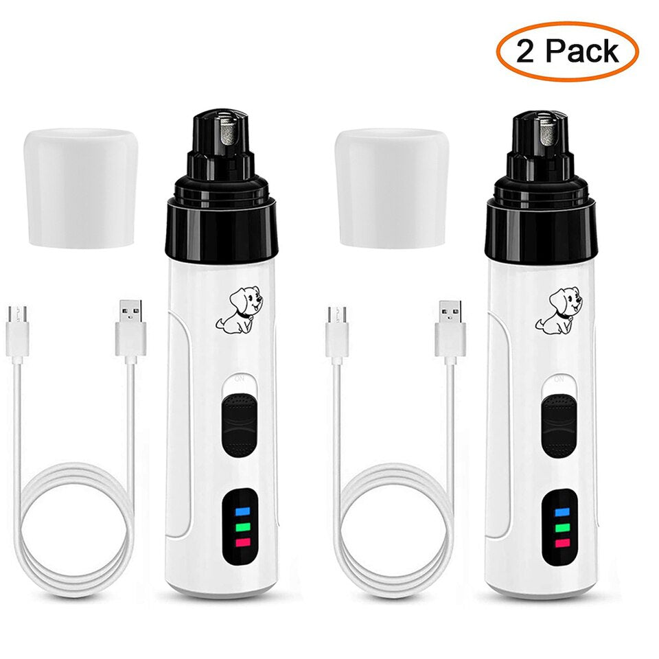 New Electric Dog Nail Clippers for Dog Nail Grinders USB Charging Rechargeable Pet Quiet Cat Paws Grooming Nail Trimmer Tools 2 pcs