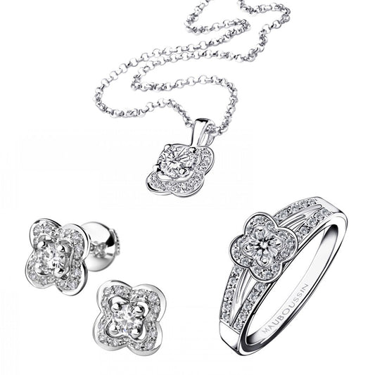 Collier Four Leaf Flower Diamond Ring Necklace Love N°1 luxury French Paris original jewelry ladies gift set