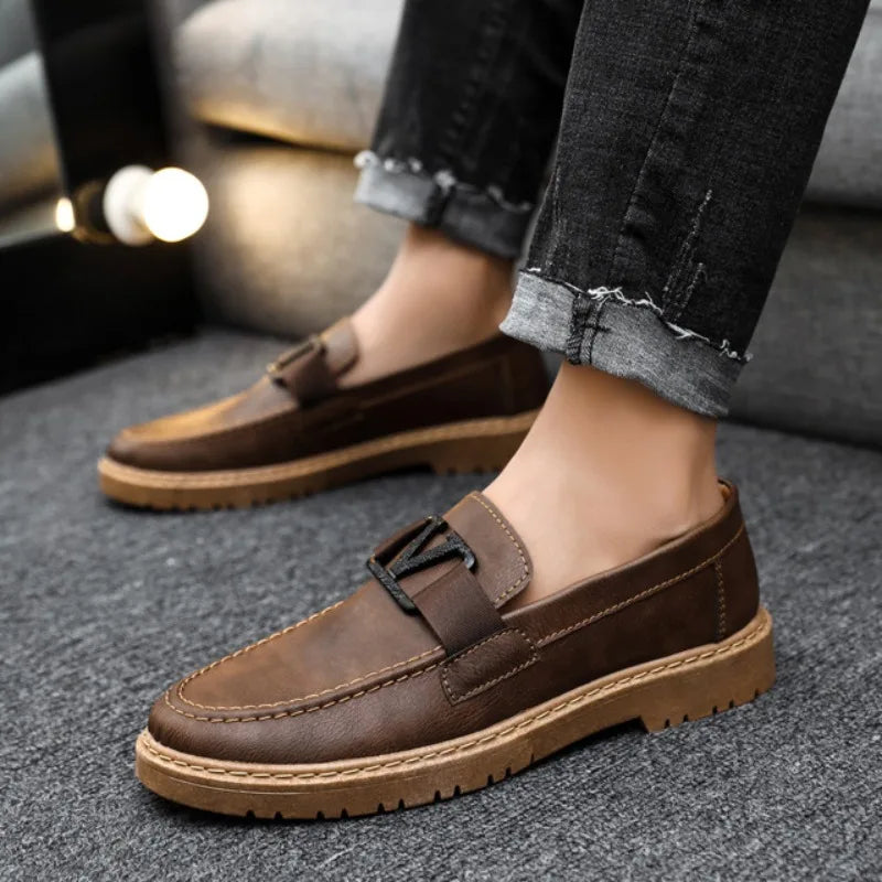 Leather Casual Shoes for Men British Lace-up Oxford Shoes Men's Classic Business Dress Shoes Men Loafers Zapatos Hombre