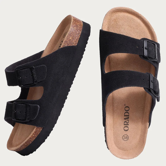 Fashion Platform Cork Slippers For Women Men Classic Flats Sandals Summer Unisex Beach Sandals With Adjustable Buckle