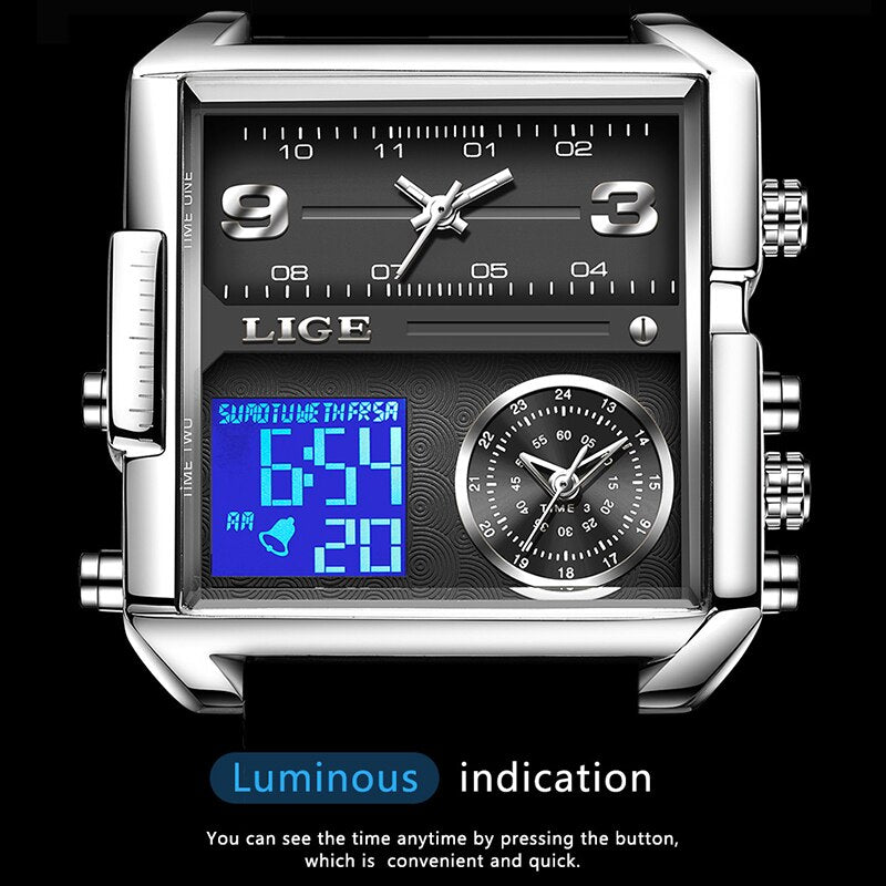 New Digital Watches Men Waterproof Square Wrist Watch Men Quartz Military Sport Watch Relogios Masculinos