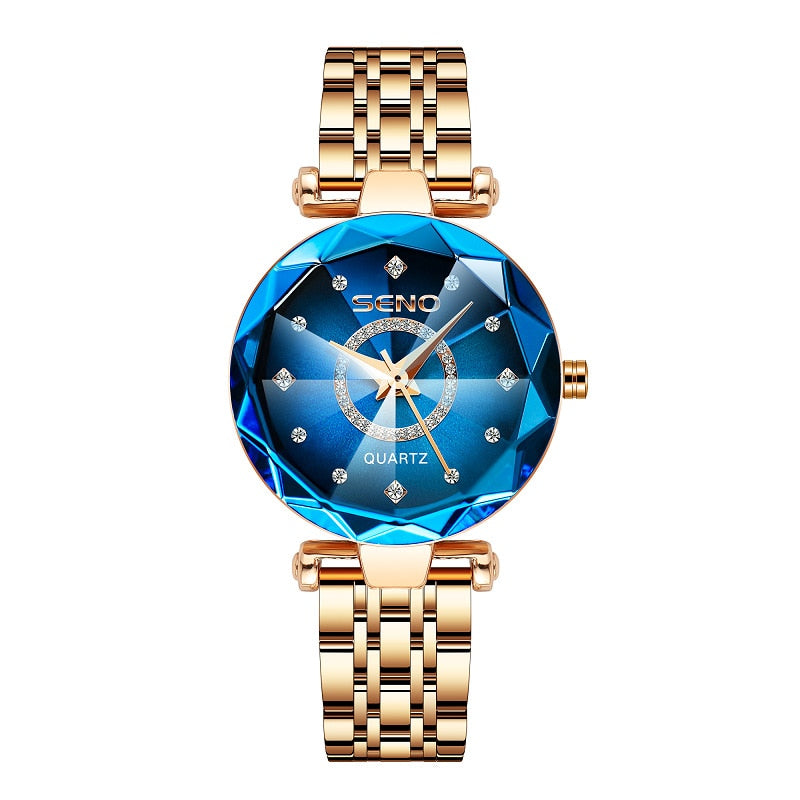 Star Steel Band Women Watch Fashion Crystal Ladies Quartz Relogio Feminino Female Montre Reloj Mujer Zegarek Blue