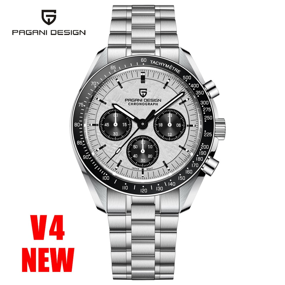 New Men Watches Top Luxury Quartz Watch For Men Automatic Date Speed Chronograph Sapphire Mirror Wristwatch Silver White, China, No