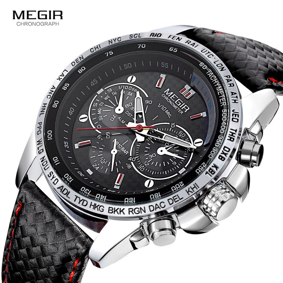 Man Quartz wristwatch brand waterproof leather watches for men casual black watch for male