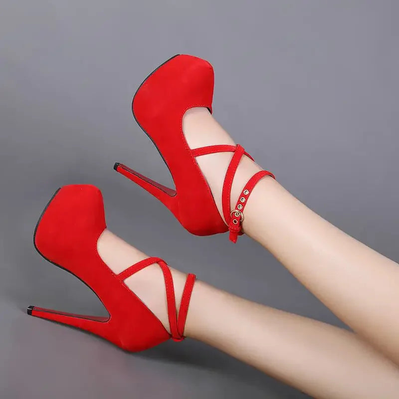 Classic High Heels Women's Sandals Summer New Fashion Pumps Ladies Platform Ankle Strap Shoes